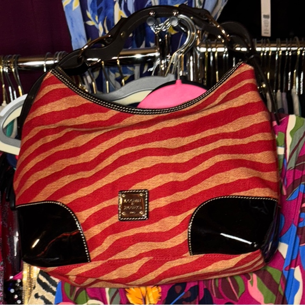 Dooney & Bourke Red and Black Hobo Bag - Picture 5 of 16